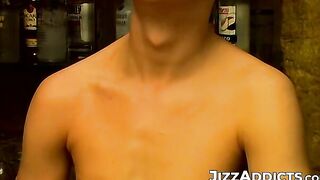 Handsome young guy Cristian in a solo dick wanking off session in the bar