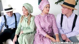 Amish stepmoms Pristine Edge and Penny Barber indulge into forbidden sex with stepson