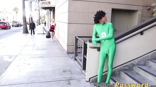 Pigtailed transsexual asshole gets hammered by Super Cock
