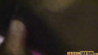 Busty African teen sucked big white cock