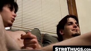 Str8Thugs.com - Horny straight thugs Axel and Billy love beating their meat in duo pl