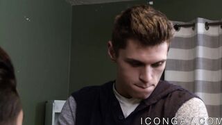 Handsome muscular gay studs have passionate anal session