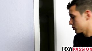 Aaron slobbering on Kylers stiff cock and taking a ride