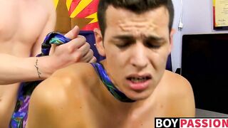 Aaron slobbering on Kylers stiff cock and taking a ride