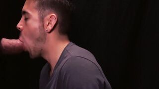 FamilyPornSite.com - Twink's hot glory hole blowjob skills with daddy's cumshot