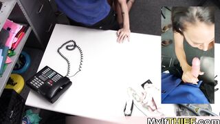 Busty elegant MILF busted shoplifting