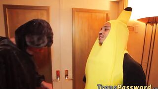 Sexy trans threesome with 2 huge cocks banging her