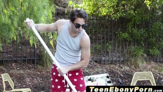 TeenEbonyPorn.com - Cock hungry ebony teen Anna Foxxx rides thick hard meat