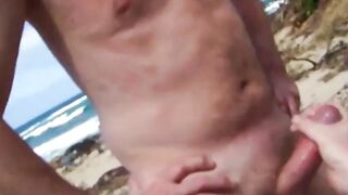 Beach Handjob for a Big Dick