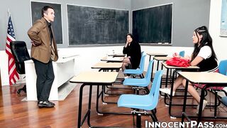 Sneaky teacher Donnie Rock fucks his hot asian student Jade Luv and Phoebe Kalib