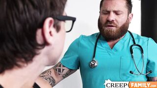 I fuck my beefy stepuncle hardcore after examining me in his clinic