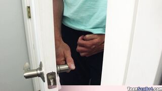 Cute teen trying to masturbate but caught by stepdad