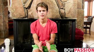 Hot young Alex Jordan jerking off with fleshlight solo