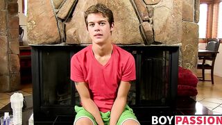 Hot young Alex Jordan jerking off with fleshlight solo