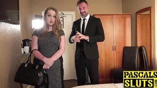 Submissive chubby woman enjoys nice rough sex threesome