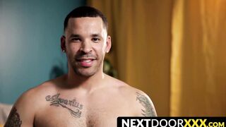 NextDoorXXX.com - Inked jock strokes his massive trimmed cock
