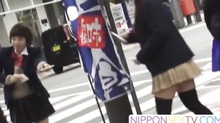 NipponSexTV.com - Juicy 18yo Japanese legs arouse public voyeur