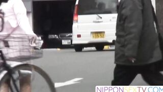NipponSexTV.com - Juicy 18yo Japanese legs arouse public voyeur