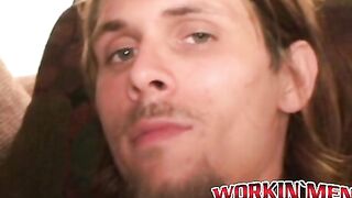 Skinny amateur jerks off his small erect cock and cums