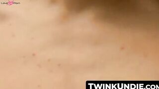 TwinkUndie.com - Horny Jake's wet and hard orange undies solo jerk off