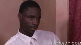 Ebony bottom guy takes it up the rear from hung white stud