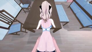 Jean gets pov banged on a table before taking doggy style