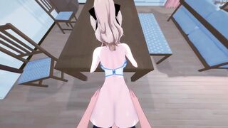 Jean gets pov banged on a table before taking doggy style