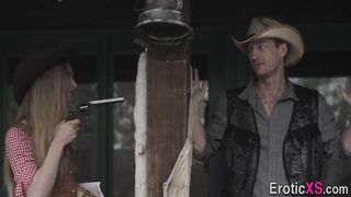 Thin blonde gets snatch eaten out
