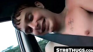 Str8Thugs.com - Horny thug Billy jerking off his juicy fuck stick in the car in solo