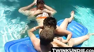TwinkUndie.com - Three hot naughty twinks' pool fuck and cum fest