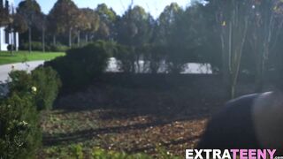 Petite babe Roxy Risingstar gets intense pussy play after BJ