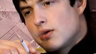 Beautiful Gus gently stroking his fat uncut cock in his solo chainsmoking