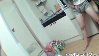 Japanese female toying her pussy all alone
