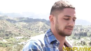 Sexy jacket wearing hunk Rex Cameron sucks rock hard cock