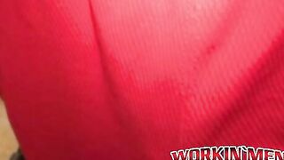 Skinny mature man receives handjob while he masturbates