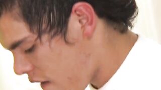 Slim cock suckers take turn boning each other hard and fast