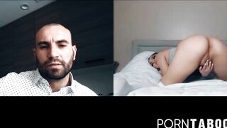 PornTaboos.com - Sexy Athena Faris' webcam pussy play teases her bald stud captive