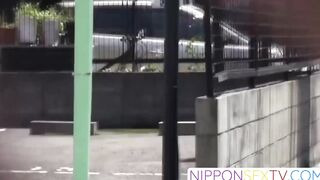 NipponSexTV.com - Hairy Japanese exhibitionist pisses on hidden voyeur cam