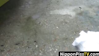 NipponPissTV.com - Perverted Asian teen wipes her cunt after taking a piss in public