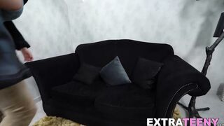 Tiny sexy babe Mona Blue rides thick cock reverse cowgirl