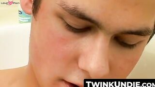 TwinkUndie.com - Sexy twink Cristian's undie bath jerk off and cum blast