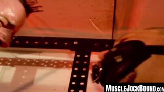 MuscleJockBound.com - Muscular men helplessly bound together, their bulging muscles g