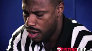 Beefy wrestling stud Beau Butler takes his match massive cock in his asshole
