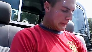 Hardcore chainsmoking and cock jerking by horny Devon and two other bad studs