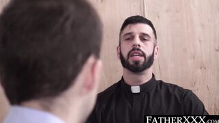 FatherXXX.com - Religious daddy teases twink with a holy dildo before a raw, sinful f