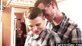 IncestGay.com - Stepson and daddy invite friend for bareback family threesome