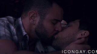 Good looking guys jerk each other off before having anal sex
