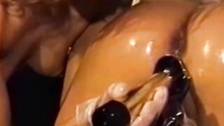 Group of lesbians test their limits with speculum play