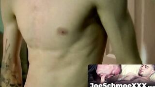 JoeSchmoeXXX.com - Nerdy looking amateur dude with glasses strips and jerks off his c