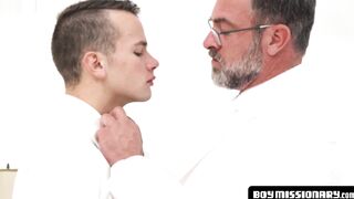 BoyMissionary.com - Sexy bear daddy's sacred, raw mission to bless a young Mormon's h